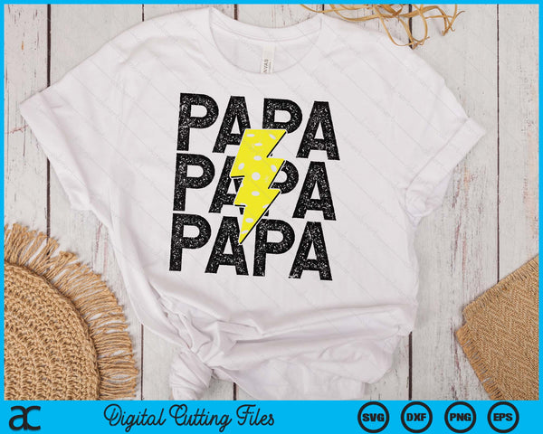 Pickleball Papa Distressed Lightning Bolt SVG PNG Digital Printable Files