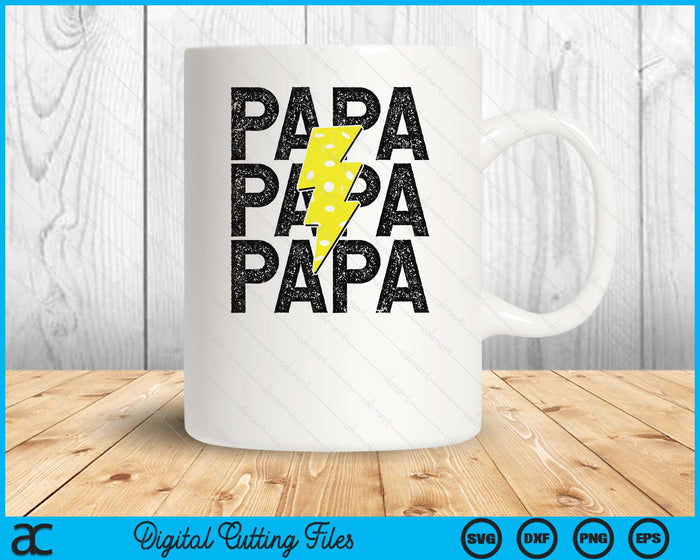 Pickleball Papa Distressed Lightning Bolt SVG PNG Digital Printable Files