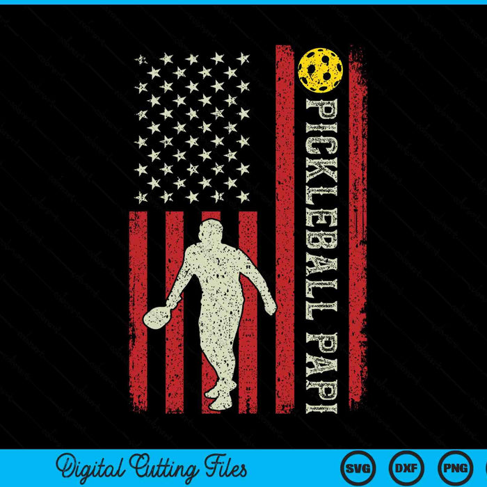 Pickleball papi US flag for papi SVG cut file