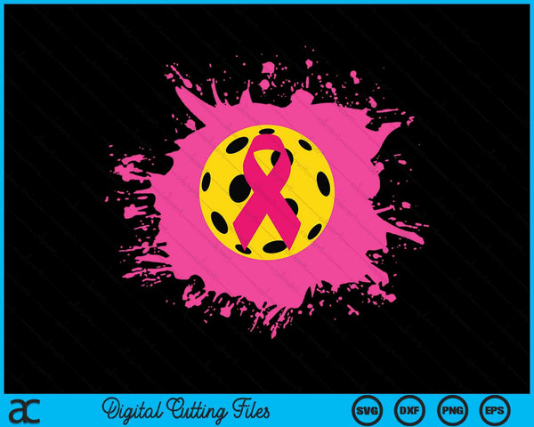 Pickleball Pink Ribbon Breast Cancer Awareness SVG PNG Digital Cutting Files