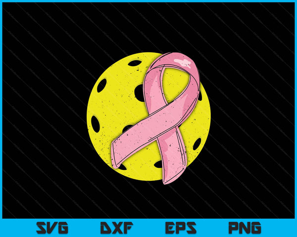 Pickleball Pink Ribbon Breast Cancer Awareness Sport Lover SVG PNG Digital Cutting Files