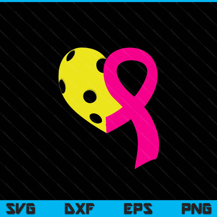Pickleball pink ribbon heart cool breast cancer awareness SVG cut file