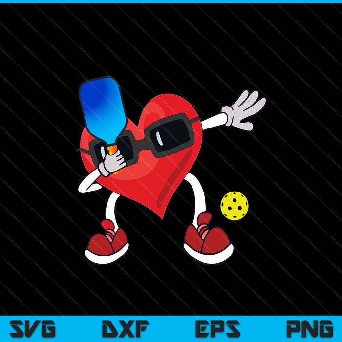 Pickleball Valentines Day dabbing heart SVG PNG cut file for Cricut