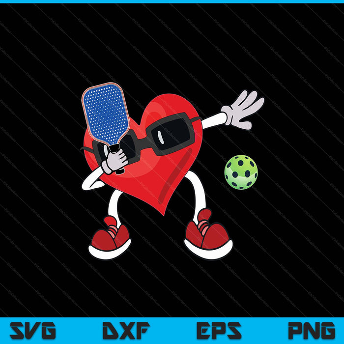 Pickleball Valentines Day dabbing heart SVG PNG cut file for Cricut
