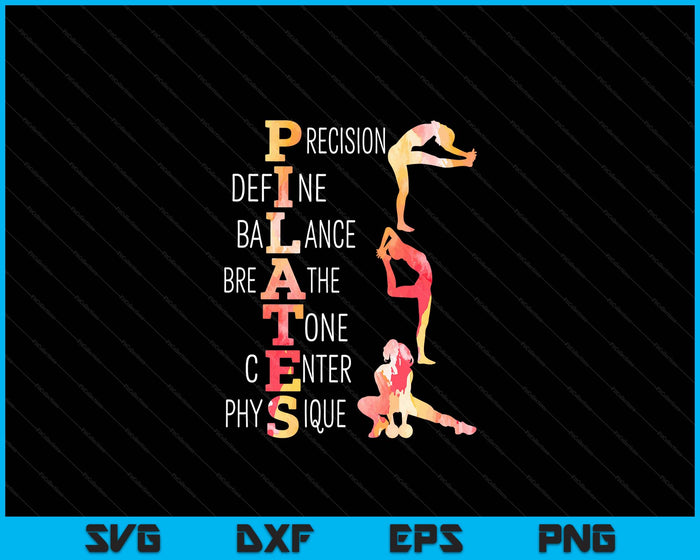 Pilates Fitness Exercise Training Contrology Meditation SVG PNG Digital Printable Files