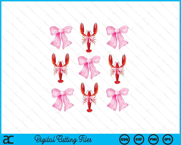 Pink Bow Cute Coquette Crawfish y2k Clean Girl Aesthetic SVG PNG Digital Cutting Files