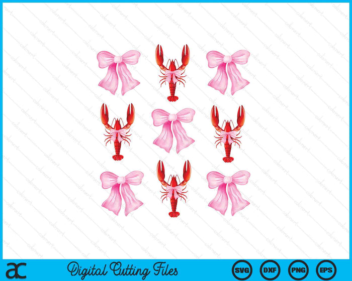 Pink Bow Cute Coquette Crawfish y2k Clean Girl Aesthetic SVG PNG Digital Cutting Files