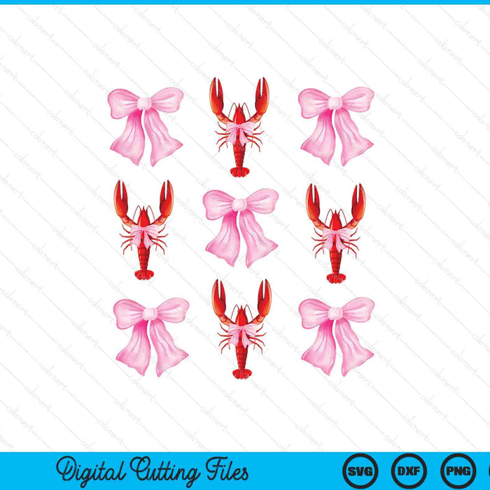Pink Bow Cute Coquette Crawfish y2k Clean Girl Aesthetic SVG PNG Digital Cutting Files