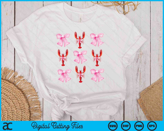 Pink Bow Cute Coquette Crawfish y2k Clean Girl Aesthetic SVG PNG Digital Cutting Files