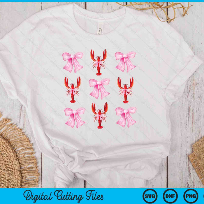 Pink Bow Cute Coquette Crawfish y2k Clean Girl Aesthetic SVG PNG Digital Cutting Files