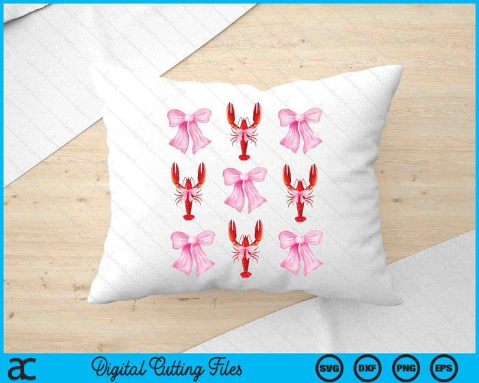 Pink Bow Cute Coquette Crawfish y2k Clean Girl Aesthetic SVG PNG Digital Cutting Files