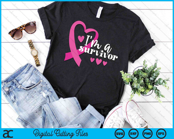 Pink Breast Cancer Awareness Month Gifts I'm A Survivor SVG PNG Digital Printable Files