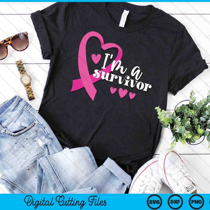 Pink Breast Cancer Awareness Month Gifts I'm A Survivor SVG PNG Digital Printable Files