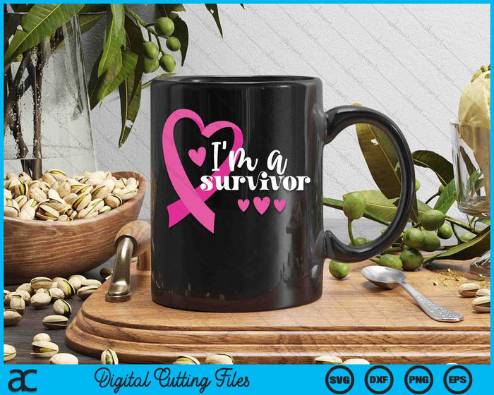 Pink Breast Cancer Awareness Month Gifts I'm A Survivor SVG PNG Digital Printable Files