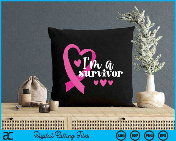 Pink Breast Cancer Awareness Month Gifts I'm A Survivor SVG PNG Digital Printable Files