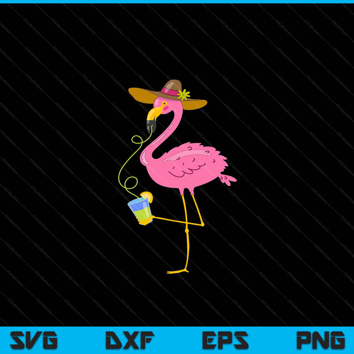 Pink flamingo Hawaiian summer tropical luau SVG cut file