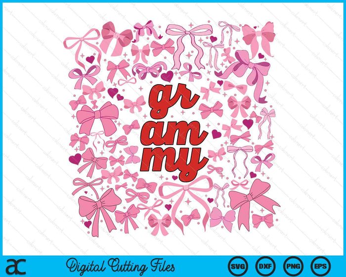 Pink Grammy Coquette Breast Cancer Mothers Day SVG PNG Digital Printable Files