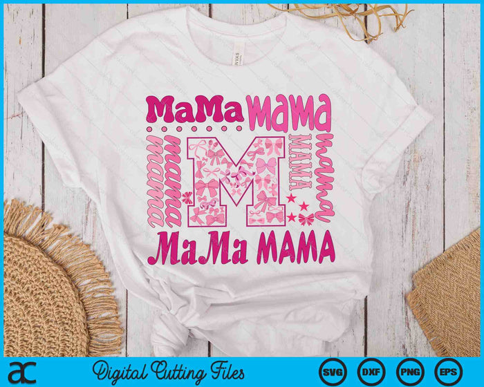 Pink Mama Coquette Bow Varsity Mother’s Day SVG PNG Digital Printable Files