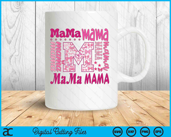 Pink Mama Coquette Bow Varsity Mother’s Day SVG PNG Digital Printable Files