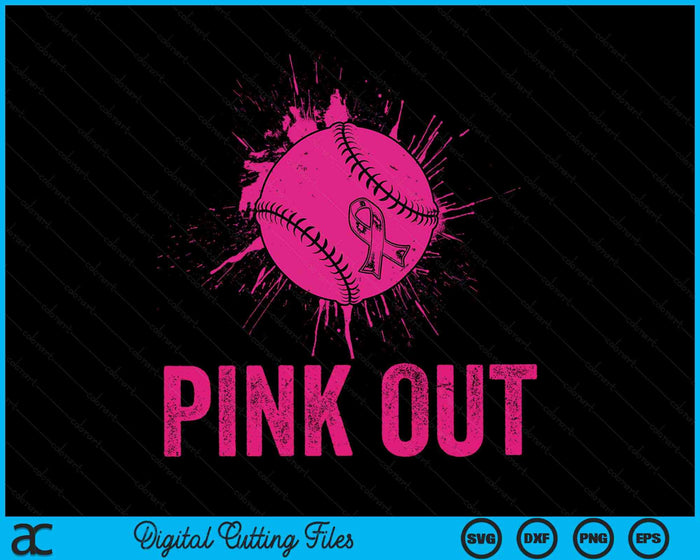 Pink Out Breast Cancer Awareness Baseball Breast Cancer SVG PNG Digital Cutting Files