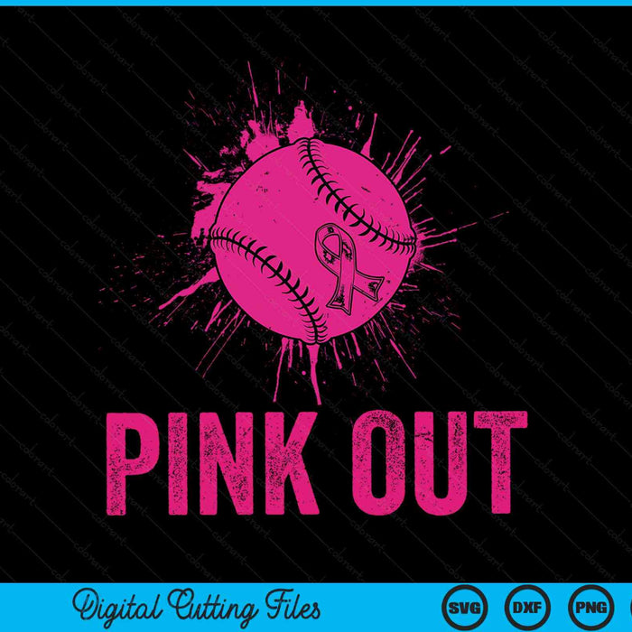Pink out breast cancer awareness baseball SVG cut file
