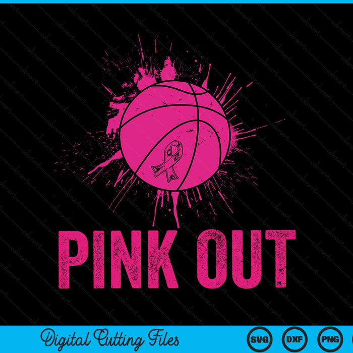 Pink out breast cancer awareness basketball SVG cut file