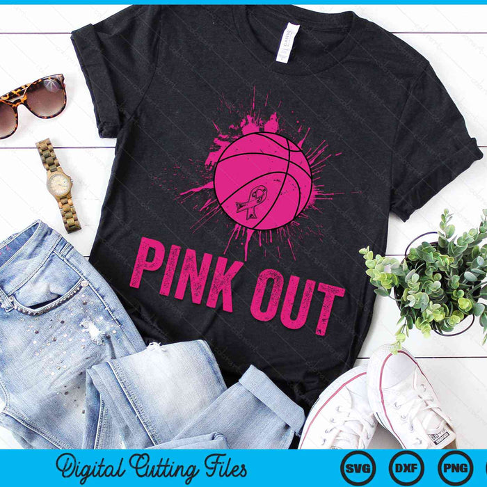 Pink Out Breast Cancer Awareness Basketball Breast Cancer SVG PNG Digital Cutting Files