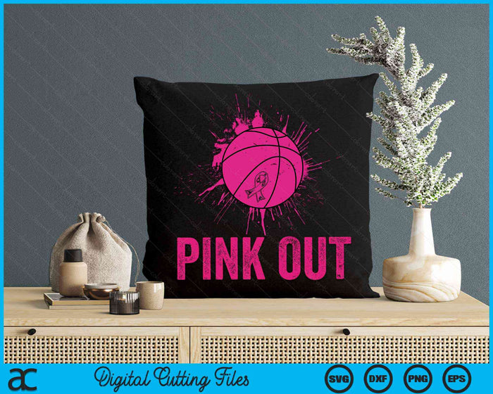 Pink Out Breast Cancer Awareness Basketball Breast Cancer SVG PNG Digital Cutting Files