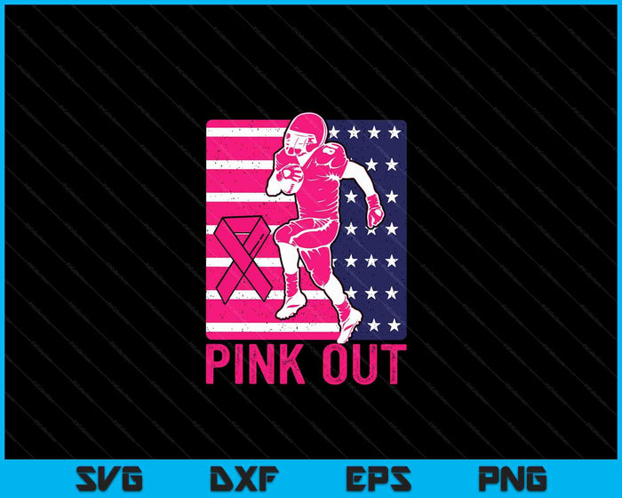 Pink Out Breast Cancer Awareness Voetbal Borstkanker SVG PNG Digitale Snijbestanden