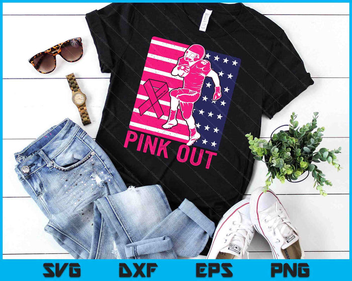 Pink Out Breast Cancer Awareness Voetbal Borstkanker SVG PNG Digitale Snijbestanden