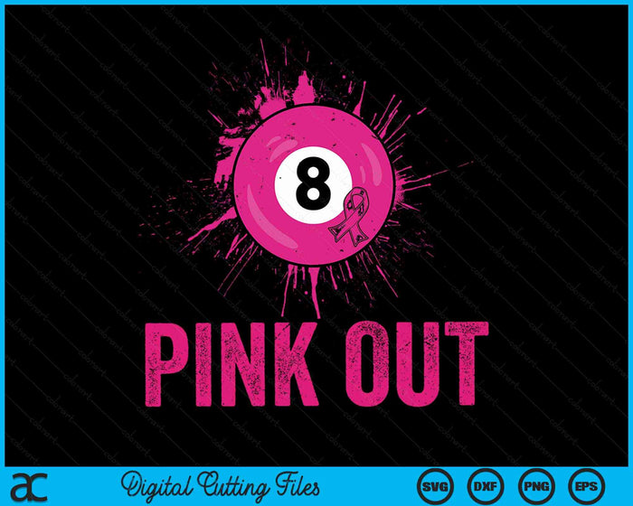 Pink Out Breast Cancer Awareness Pool Ball Breast Cancer SVG PNG Digital Cutting Files