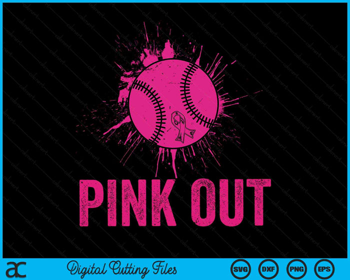 Pink Out Breast Cancer Awareness Softball Breast Cancer SVG PNG Digital Cutting Files