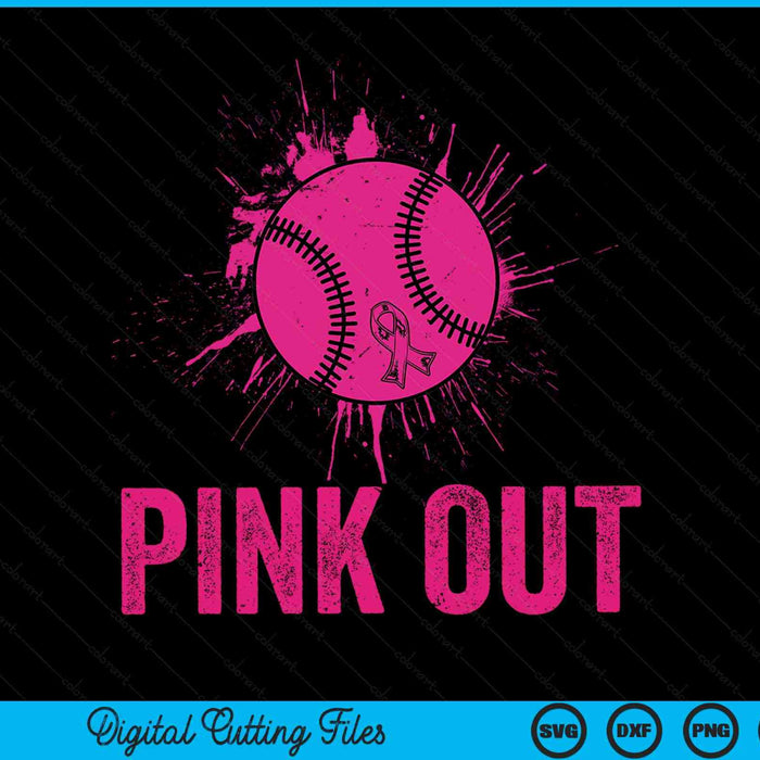 Pink out breast cancer awareness softball SVG cut file