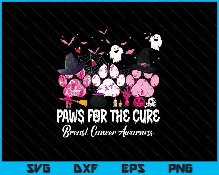 Pink Paws For The Cure Breast Cancer Awareness Dog Cat Lover SVG PNG Digital Printable Files