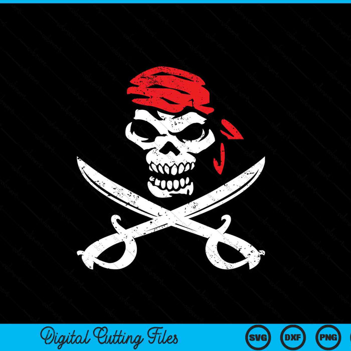 Pirate With Crossbones & Eye Patch Skull Graphic SVG PNG Digital Cutting File