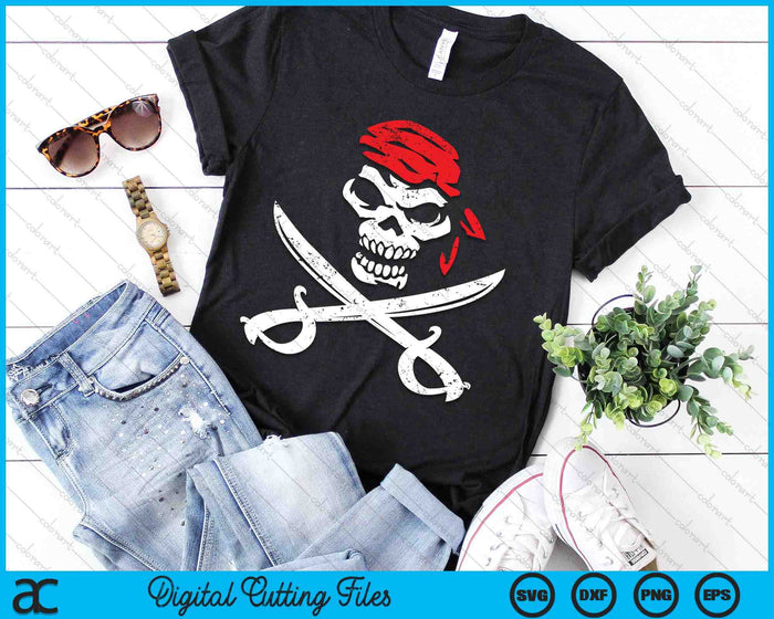 Pirate With Crossbones & Eye Patch Skull Graphic SVG PNG Digital Cutting File