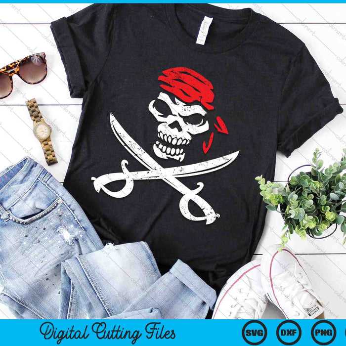 Pirate With Crossbones & Eye Patch Skull Graphic SVG PNG Digital Cutting File