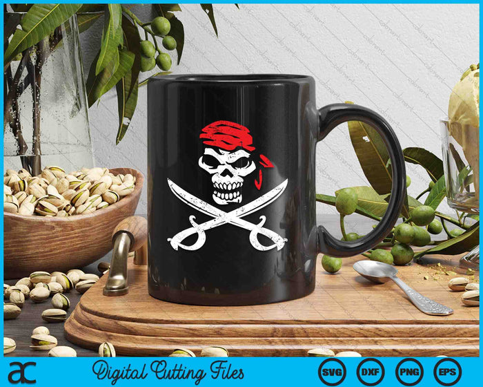 Pirate With Crossbones & Eye Patch Skull Graphic SVG PNG Digital Cutting File