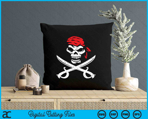 Pirate With Crossbones & Eye Patch Skull Graphic SVG PNG Digital Cutting File