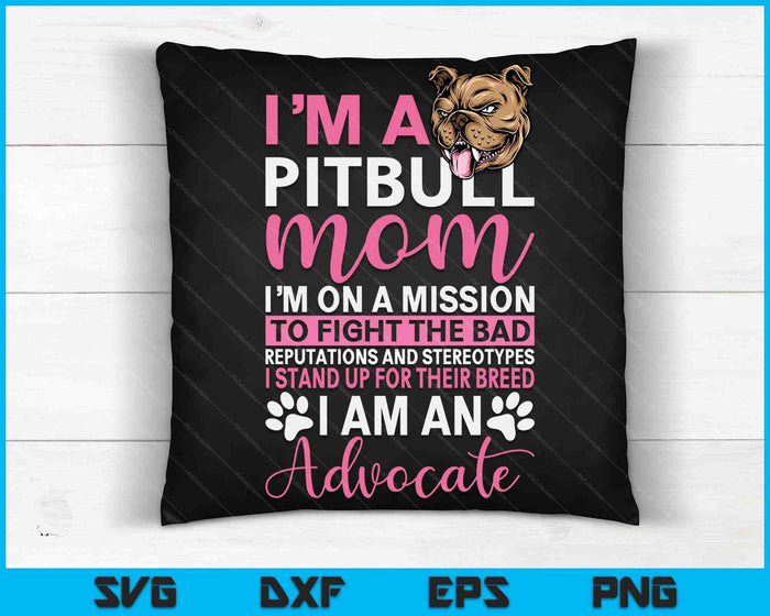 Pitbull Mom Pit Bull Terrier Mommy Pibble Mother's Day SVG PNG Digital Cutting Files