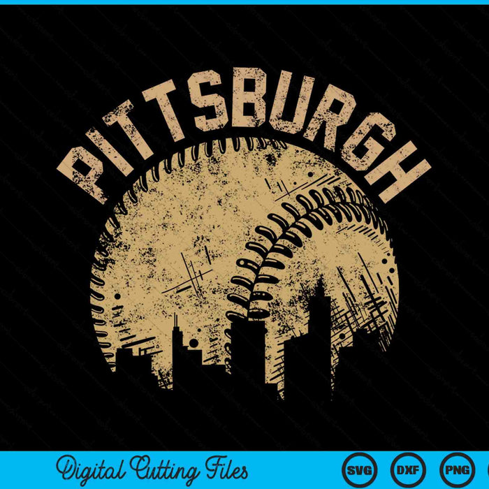 Pittsburgh Baseball Skyline Pennsylvania Player Coach Fan SVG PNG Cutting Printable Files
