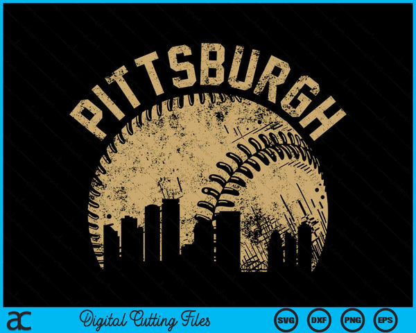 Pittsburgh Baseball Skyline Player Coach Fan SVG PNG Digital Printable Files