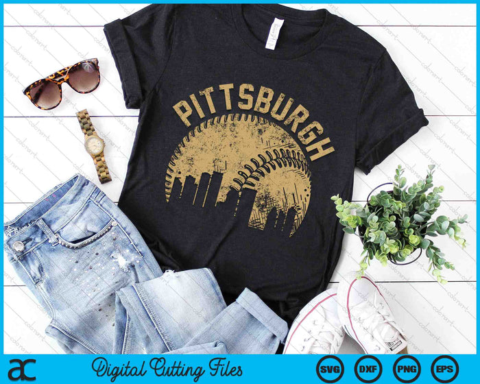 Pittsburgh Baseball Skyline Player Coach Fan SVG PNG Digital Printable Files