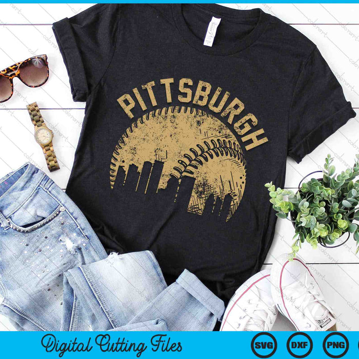 Pittsburgh Baseball Skyline Player Coach Fan SVG PNG Digital Printable Files