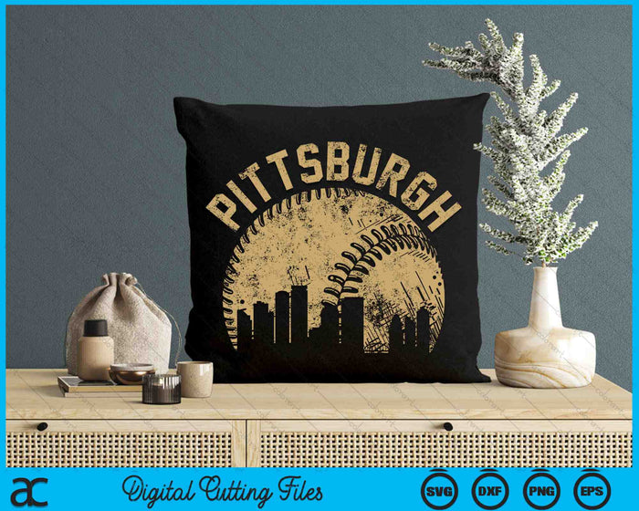 Pittsburgh Baseball Skyline Player Coach Fan SVG PNG Digital Printable Files