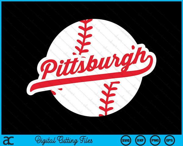 Pittsburgh Baseball Vintage Pittsburgh Pride Love City Red SVG PNG digitale snijbestanden
