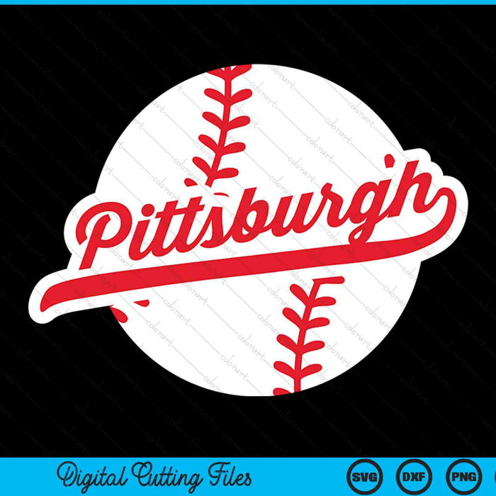 Pittsburgh baseball vintage Pittsburgh pride love city red SVG PNG cut file for Cricut