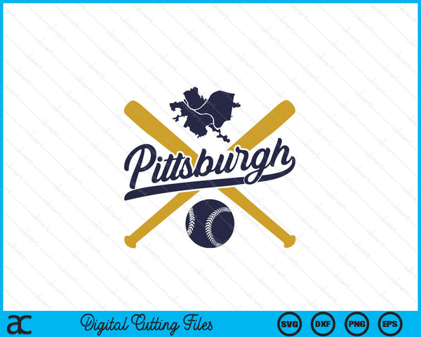 Pittsburgh Baseball Vintage Wisconsin Pride Love City SVG PNG Digital Cutting Files