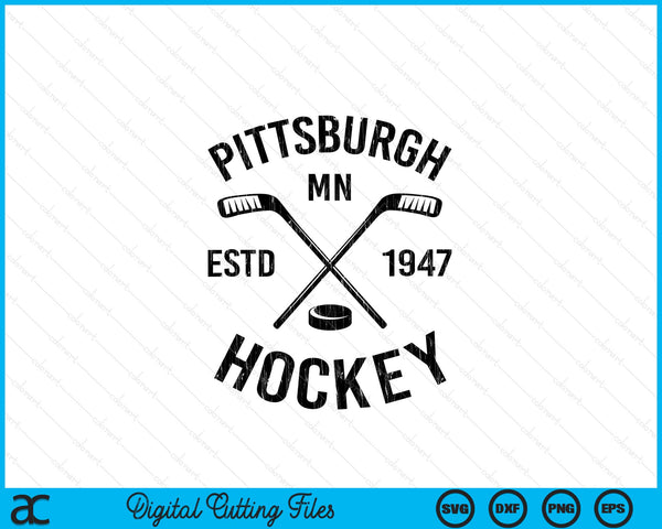 Pittsburgh Minnesota Ice Hockey Sticks Vintage Gift SVG PNG Digital Cutting Files