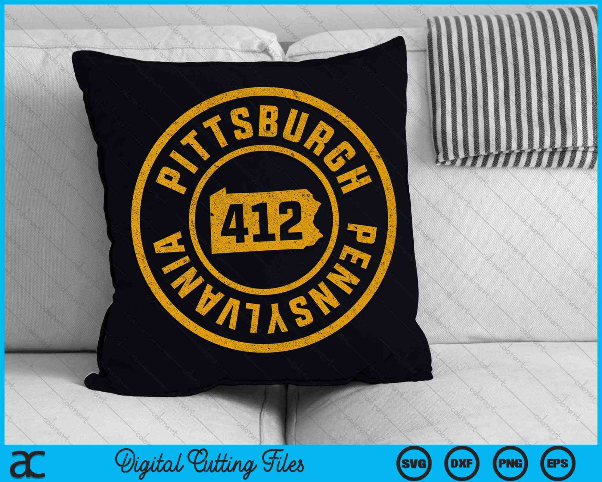 Pittsburgh Pennsylvania 412 Map Steel City Home SVG PNG Files –  creativeusarts